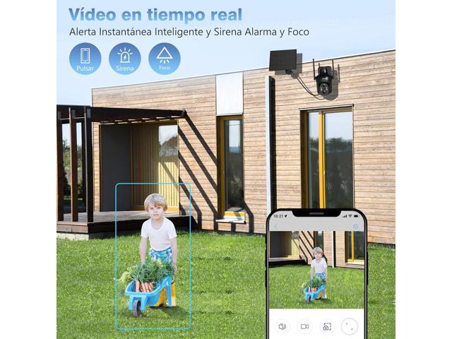 Xega WiFi Solar Security Camera, HD PTZ Wireless Outdoor IP Camera Surveillance Rechargeable Battery with Solar Panel, IR Night Vision, 2-Way...