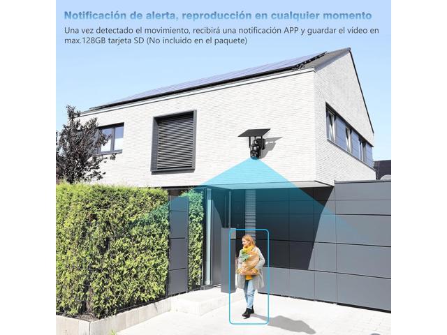 Xega WiFi Solar Security Camera, HD PTZ Wireless Outdoor IP Camera Surveillance Rechargeable Battery with Solar Panel, IR Night Vision, 2-Way...