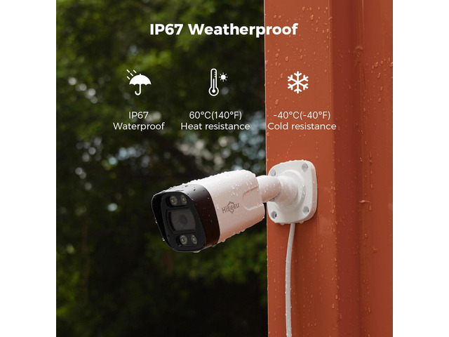 Hiseeu [Human Vehicle Detect] 5MP PoE Camera, IP Camera Outdoor, 2 Way Audio, Spotlight & Sound Alarm, IP67 Waterproof, Remote Access, No Monthly...