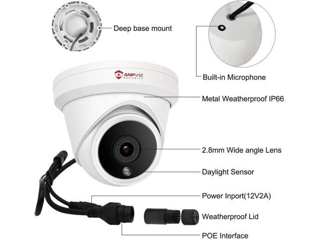 Anpviz 5MP IP PoE Dome Security Camera with Mic/Audio, Turret Camera Outdoor with Human Detection, IP66 Weatherproof, 98FT Night Vision, 2.8mm Wide...