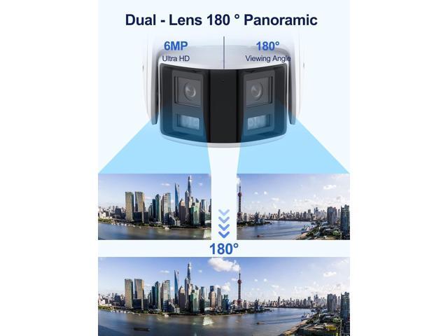 Anpviz 6MP PoE Dual Lens Security Camera Outdoor, Panoramic 180° Wide Angle IP Dome Camera with Human/Vehicle Detection, Full Metal Housing, Two...