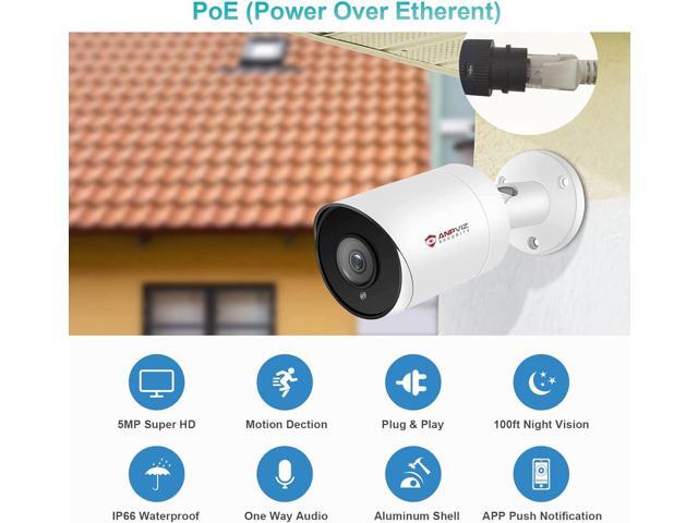 Anpviz 5MP Bullet POE IP Camera with Mic/Audio, 2.8mm Lens Security Camera for Outdoor Indoor, Human & Motion Detection, 98ft IR Night Vision, Up...