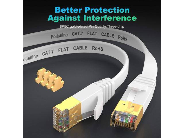 Cat 7 Ethernet Cable 30 ft, High Speed Internet Network Cable with Gold Plated RJ45 Connector, Shielded Flat Patch Cord LAN Wire for Modem, Switch,...