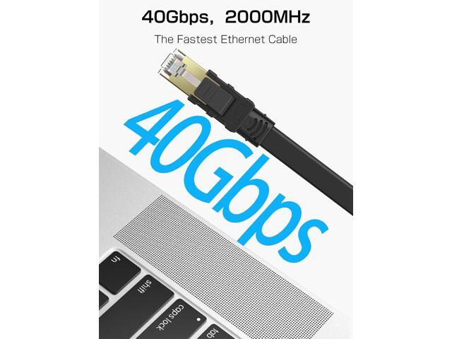 Cat 8 Ethernet Cable 25FT, High Speed 40Gbps 2000Mhz Flat Internet Network Patch Cord, RJ45 Shielded Outdoor & Indoor LAN Cable, Compatible for...