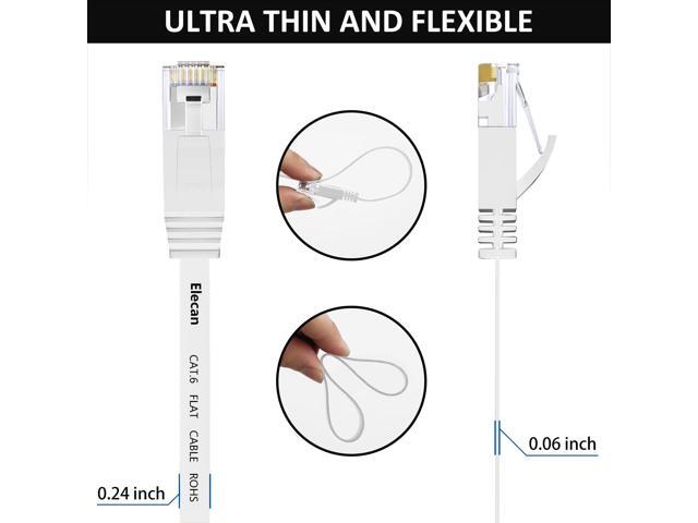 Cat 6 Flat Ethernet Cable 3 Ft/5 Pack, High Speed Slim Short Patch Cables Internet Cables, 30 AWG Pure Copper 10Gbps 500MHz,Thin Flexible for POE...