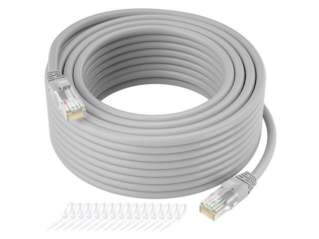 Cat5e Ethernet Cable 25 FT, Long Cat 5e Internet Cable, Grey Snagless Patch Cord, Flexible, Network, LAN, PoE, Standard RJ45 Connector for PC,...