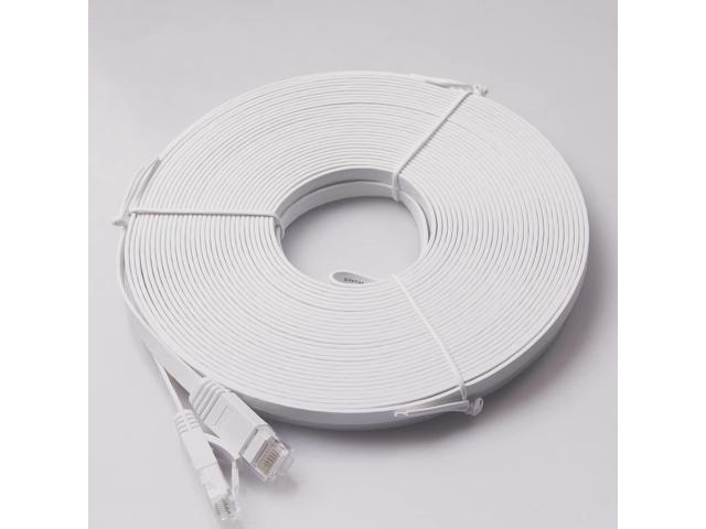 REXUS Cat 6 White Flat Shielded Ethernet Network Cable (65 FT), High Speed 10Gbps LAN Wires Internet Patch Cable with RJ45 Connector Faster Than...