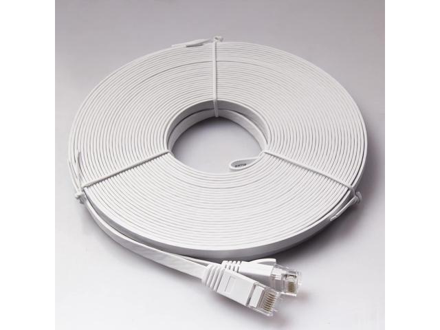 REXUS Cat 6 White Flat Shielded Ethernet Network Cable (65 FT), High Speed 10Gbps LAN Wires Internet Patch Cable with RJ45 Connector Faster Than...