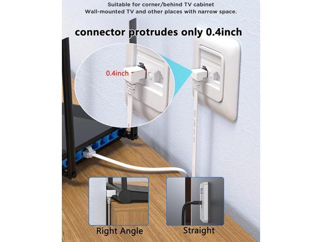 2Pack Cat 6 Ethernet Cable 90 Degree Rightangle Cat6 Ethernet Patch Cable-20ft, High Speed Flat CAT6 Gigabit Internet Network LAN Patch Cords-...