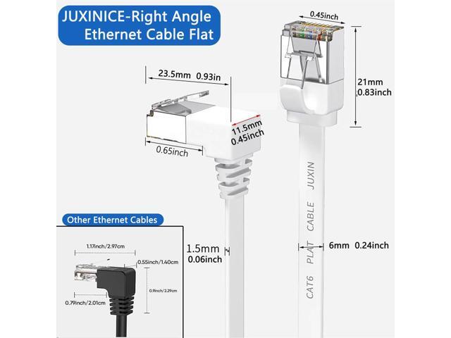 2Pack Cat 6 Ethernet Cable 90 Degree Rightangle Cat6 Ethernet Patch Cable-20ft, High Speed Flat CAT6 Gigabit Internet Network LAN Patch Cords-...