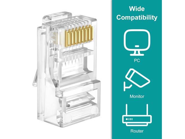 UTP RJ45 Connectors, Cat6 RJ45 Pass Through Plugs 50-Pack, Cat6 RJ45 Plugs with 50-Pack Strain Relief Boots for Solid or Standard Ethernet Cables,...