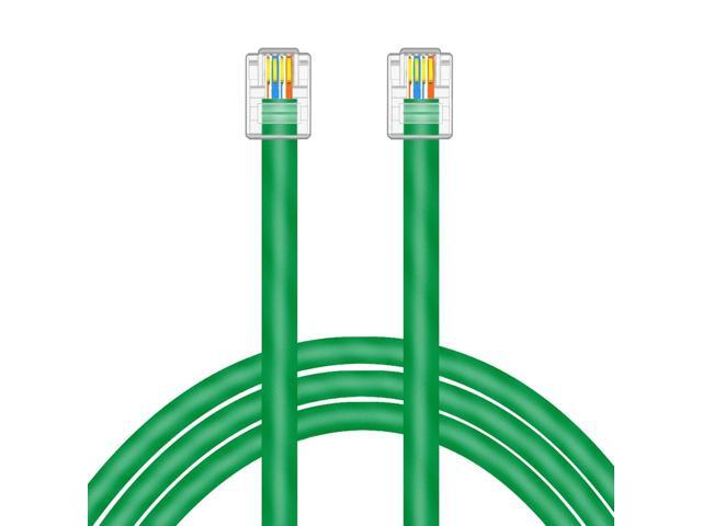 CAT5E RJ11 Data Cable DSL Cable 10ft Heavy Duty High-Speed DSL Modem Cable UTP Compatible with ATT RJ11 6P4C Male to Male Green - 10 Feet