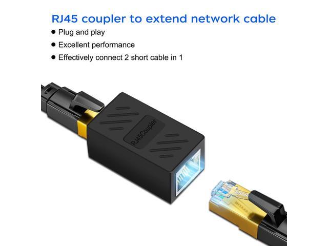 RJ45 Cat6 Coupler Ethernet Extender Connector, 10 Pack in line Coupler Cat7 Cat6 Cat5e Cat5 Ethernet Cable Extender Female to Female Black