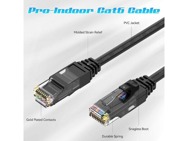 100 Feet Cat6 Ethernet Cable, Cat 6 Patch Cable, Cat6 Internet Cable, POE, UTP Network Cable, Indoor and Outdoor, 24AWG CCA, Compatible for PC, TV,...