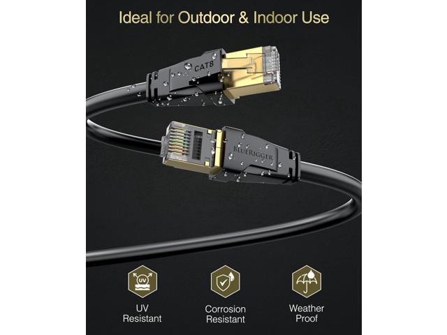 BlueRigger CAT 8 Outdoor Ethernet Cable - 50FT (RJ45, 40Gbps, 2000MHz, Weatherproof, UV Resistant CAT8 Internet Cable) High Speed LAN Network Cable...