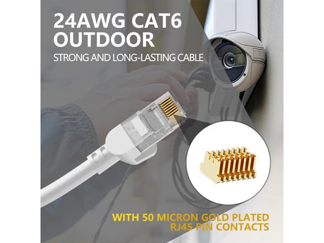 Cat 6 Outdoor Ethernet Cable 50 ft, Support Cat8 Cat7 Network, 10Gbps 24AWG Pure Copper, Direct Burial Waterproof In-Ground UV Resistant LAN...