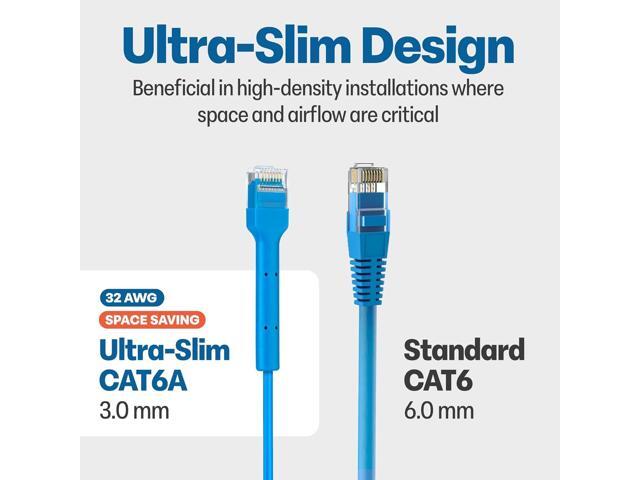 10-Pack Cat6A Ultra-Slim Patch Cables - Bendable Boot - High-Speed 10GB Ethernet Cord - Space-Saving, Fast, Durable Cat6 Patch Cables - 1ft,1.5ft,...