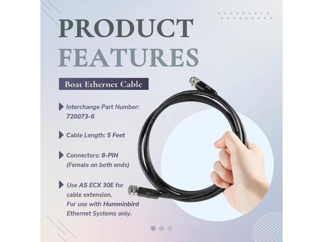 Replace for Humminbird 720073-6 5 Foot Boat Ethernet Cable AS EC 5E 5ft Ethernet Cord Fit for SOLIX, HELIX G2N, HELIX G1, ONIX, ION, 1100, 900,...