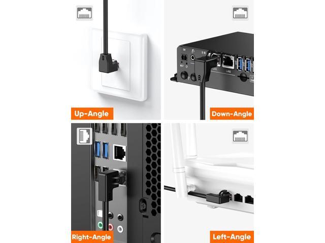 CableCreation CAT6 Ethernet Extension Cable, Shielded 8P8C Ethernet Patch Cable,Up Angled Support Bandwidth Up to 250mhz,1.6ft/0.5m,Black
