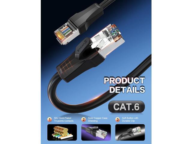 Cat6 Ethernet Cable10FT, High Speed Shield (SFTP) 1Gpbs 250Mhz LSZH Cat6 LAN Network Cable with Gold Plated Rj45 connector for,Router,Modem Black