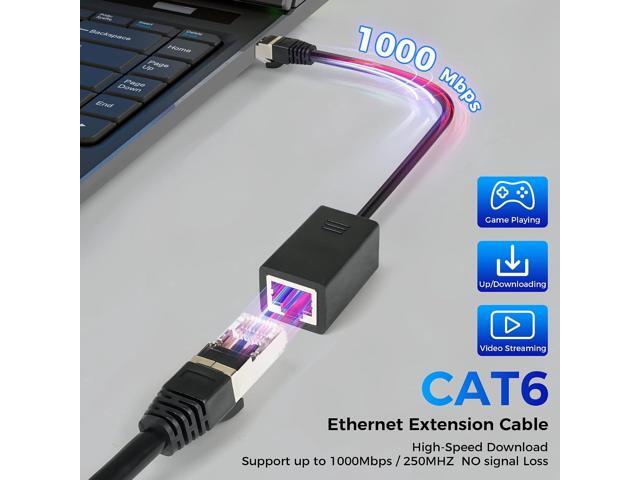 Cat 6 Ethernet Extension Cable 5 PackMultiple AnglesUP/Down/Left/Right/Straight, Cat6 RJ45 Network LAN Patch Cord Adapter, FTP Shielded Male to...
