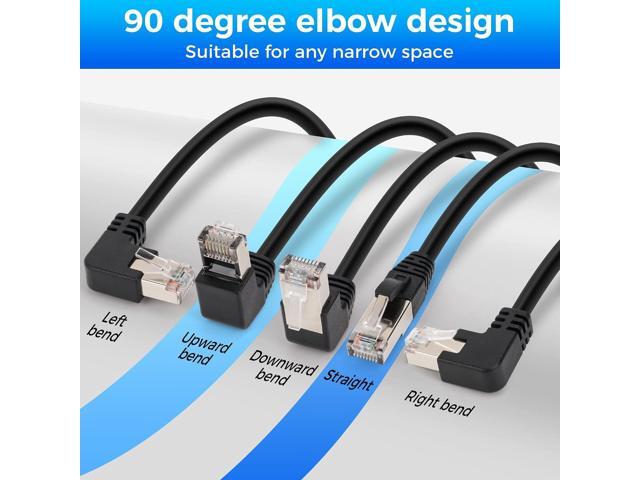 Cat 6 Ethernet Extension Cable 5 PackMultiple AnglesUP/Down/Left/Right/Straight, Cat6 RJ45 Network LAN Patch Cord Adapter, FTP Shielded Male to...