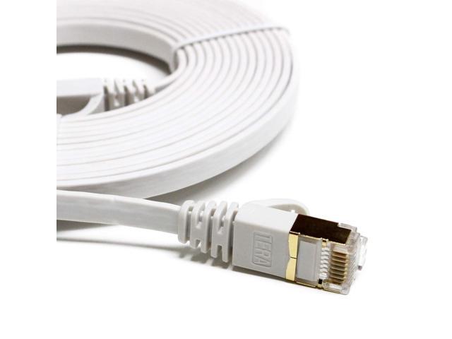 12FT - CAT7 10 Gigabit Ethernet Ultra Flat Patch Cable for Modem Router LAN Network, Gold Plated Shielded RJ45 Connectors, Faster Than CAT6a CAT6...