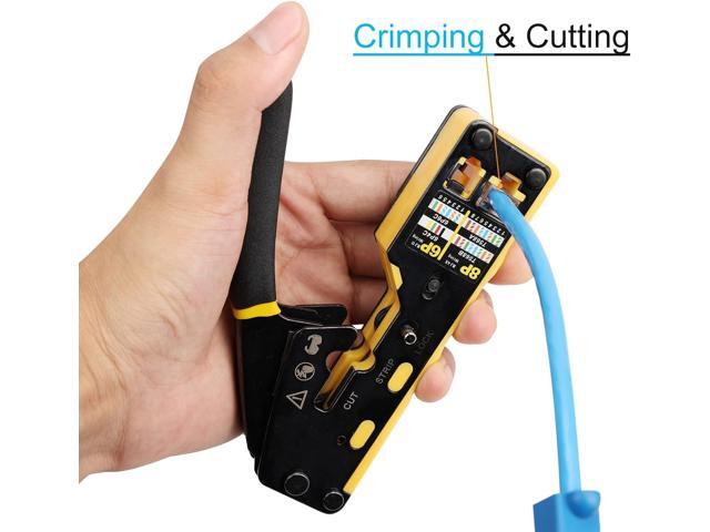 Solsop Pass Through RJ45 Crimp Tool Kit Ethernet Crimper CAT5 Cat5e Cat6 Crimping Tool Kit