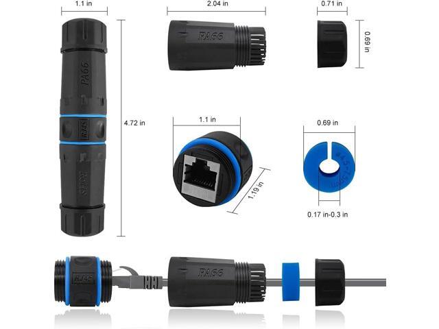 iwillink Waterproof RJ45 coupler, Shielded Female to Female Waterproof Ethernet Coupler, IP68 Ethernet Outdoor LAN Cable Connector for...