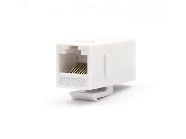 10-PACK CAT6 RJ45 Keystone Jack Female Coupler Insert Snap-in Connector Socket Adapter Port for Wall Plate Outlet Panel - White