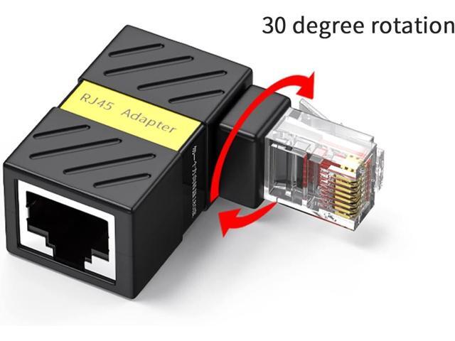 2 Pack Cat6 Ethernet Extenders 360° Rotation, Cat5 Cat6 Extension Adapter 90 Degree Right Angle Network LAN RJ45 Male to Female Connector (RJ45...