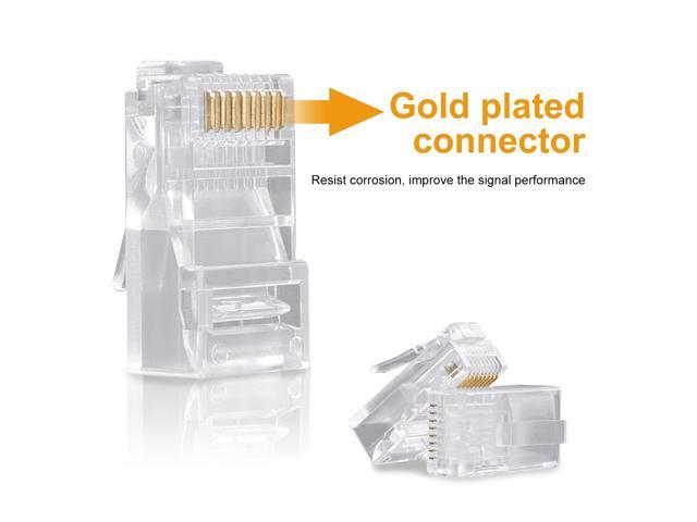 SHD RJ45 Connectors, Cat6 Connector Cat5e Connectors Cat5 Connectors RJ45 Ends Ethernet Cable Crimp Connectors-100Pcs