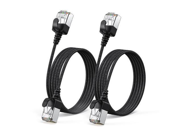 2Pack Nylon Braided Ultra Slim Cat6a Ethernet Short Cable 6 feet, LAN Super Light Cord, High Speed 10G Network Patch Cable, Internet Wire for...