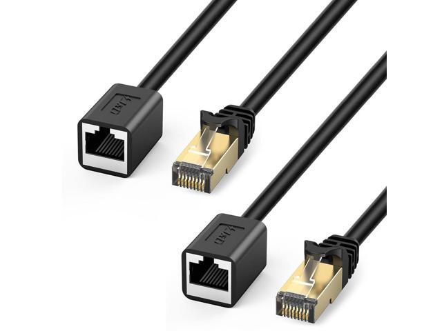 J & D Ethernet Extension Cable (2 Pack), Cat 6 Ethernet Extender Cable Adapter (3 Feet) Support Cat6 / Cat5e / Cat5 Standards, RJ45 Cords Shielded...