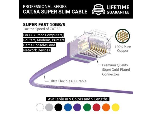 InstallerParts Ethernet Cable CAT6A Super Slim Cable UTP 2 FT (10 Pack) - Purple - Professional Series - 10Gigabit/Sec Network/High Speed Internet...