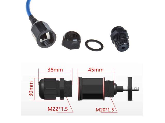 2PCS M20 RJ45 Waterproof Cat5/5e/6 8P8C Connector IP67 Ethernet LAN Cable Connector Double Head with Shield Cat6 Network Cable Outdoor LAN Coupler...