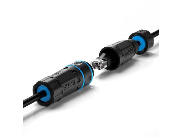Dingsun Waterproof RJ45 Coupler, Female to Female Waterproof Ethernet Coupler, IP68 Ethernet Outdoor LAN Cable Connector for Cat5/Cat5e/Cat6/...