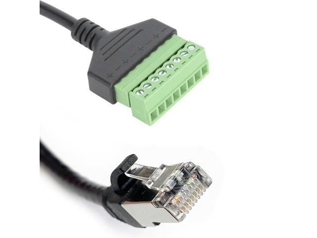 2Pcs RJ45 Male to 8 Pins Screw Terminal Block Adapter for Cat5 Cat6 Cat7 Ethernet Extender CCTV Digital Internet,RJ45 Male Plug to 8pins Terminal...