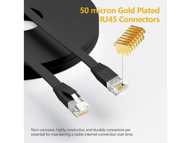 Cat 6 Ethernet Cable 100 ft, Outdoor & Indoor, 10Gbps Support Cat8 Cat7 Network, long Flat Internet LAN Patch Cord, Cat6 Solid Fast Speed...