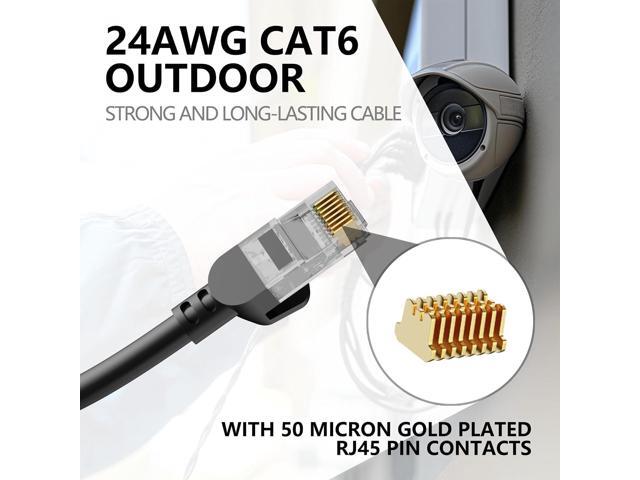 Cat 6 Outdoor Ethernet Cable 50 ft, 24AWG 10Gbps Support Cat8 Cat7 Network, Pure Copper, Direct Burial Waterproof Underground Anti-UV (1Ft 3Ft 5Ft...