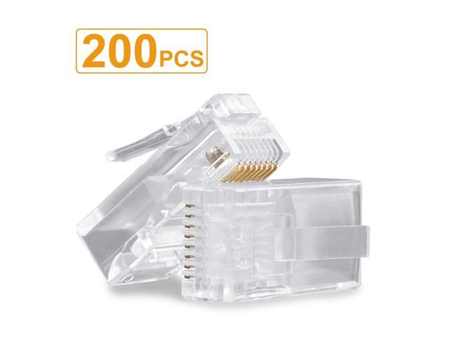 SHD RJ45 Ends, RJ45 Connectors Cat6 Connector Cat5e Connector Cat5 Connectors Ethernet Cable Crimp Connectors-200Pcs