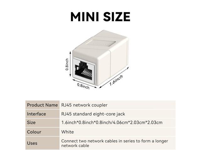 RJ45 Coupler, 10 Pack Ethernet Adapters Female to Female, Ethernet Cable Extender Adapter, 8-Pin Modular Straight Through, Network Connectors for...