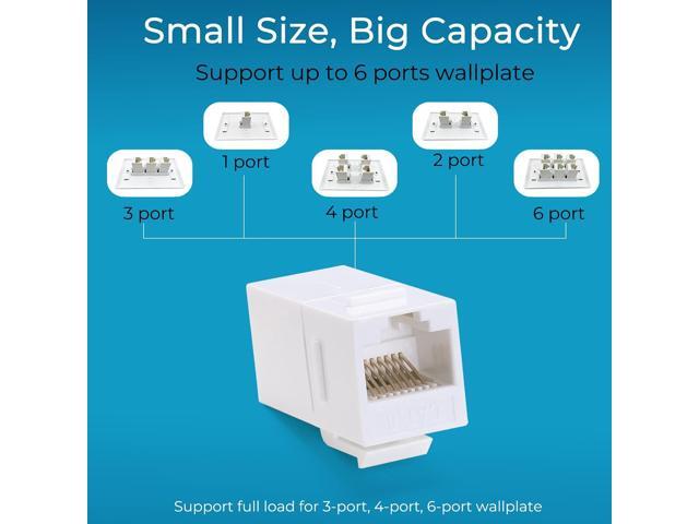 RJ45 Coupler Inline Keystone Jack, Female to Female RJ45 Keystone Coupler 25 Pack for Ethernet Cat6/Cat5e/Cat5 Cable Extender with Gold Plated White