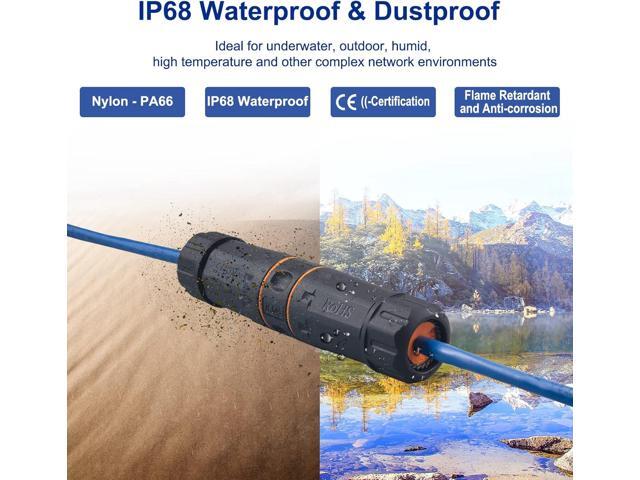 Waterproof Shielded RJ45 Coupler IP68,CAT6A/CAT6/CAT5E/CAT5 Female to Female Coupler Connector Shielded for Outdoor Ethernet LAN Cable-2 Pack