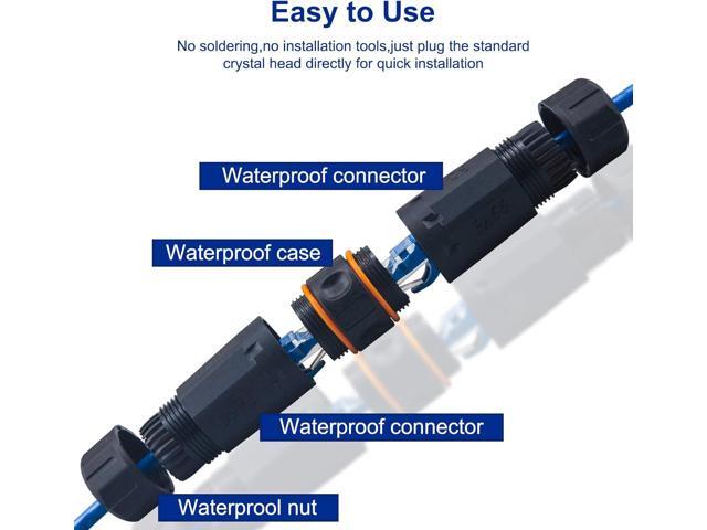 Waterproof Shielded RJ45 Coupler IP68,CAT6A/CAT6/CAT5E/CAT5 Female to Female Coupler Connector Shielded for Outdoor Ethernet LAN Cable-2 Pack