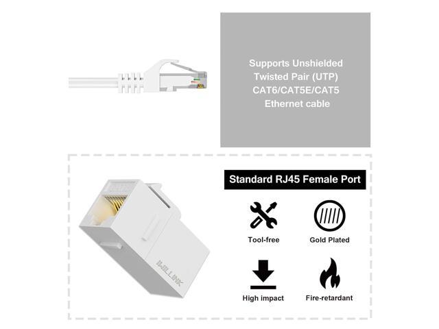 iwillink RJ45 Cat6 Keystone Coupler 25-Pack, Female to Female Cat6 Keystone Jack, UTP Keystone Coupler Insert,keystone jack, White