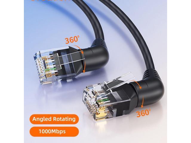 chenyang CAT6 RJ45 Dual 90 Degree Angled Ethernet Network Extension Cable with 360 Degree Rotating 0.2M