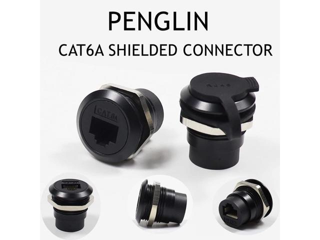 PENGLIN 2Pack RJ45 Shielded Panel Mount Coupler, Ethernet LAN Pass Through Connector, CAT6A Female to Female Bulkhead Extension Interface Adapter