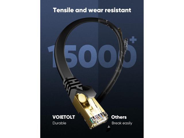 Cat 8 Ethernet Cable 80 ft with Clips Flat High Speed STP RJ45 Gigabit LAN Network Internet Cable for Router - Black