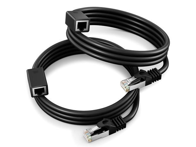 Maximm Cat6 Male to Female Ethernet Extension Cord, 3 Feet (0.9 Meters), Black, 2 Pack Oxygen-Free Pure Copper Conductors, Transparent RJ45...